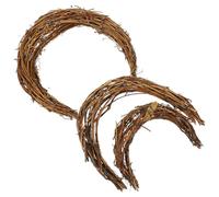 SUPVOX Couronne en Rotin Naturel Forme Lune 15-25 Cm, Kit DIY 3 Pièces pour Décoration Murale et Fêtes de Noël, Guirlande Artisanale Rustique Adaptable Intérieur Extérieur