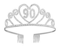 SUPVOX Couronne Numéro Anniversaire en Alliage Argenté avec Strass et Peigne, Design Unique pour Fête D'anniversaire ou Fiançailles