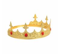 SUPVOX Couronne Royale Vintage en Alliage Métallique Doré et Rouge, Taille Ajustable, Accessoire pour Costume de Roi Adulte, pour Cosplay, Fêtes, Anniversaires et Déguisements Masculins