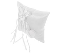 SUPVOX Coussin D’alliances Carré Blanc Motif Floral Camélia, Oreiller de Mariage Élégant pour Cérémonie, Porteur D’alliances Doux et Décoratif, 1 Pièce