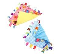 SUPVOX Couverture Apaisante Pour Bébé Avec Étiquettes Colorées 2 Pièces, Tissu Super Moelleux, Stimulation Sensorielle, Lot Bébé Confortable, Serviette Doudou Polyvalente Pour Nourrisson