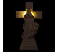 SUPVOX Croix Solaire Funéraire pour Tombe de Cimetière Étanche avec Statues D’anges en Prière, Lampe Solaire Commémorative Extérieure à Led, Éclairage Nocturne Autonome pour Décoration