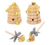 SUPVOX Décoration Ruche en Bois 4 Pcs Bâtonnets Abeille en Paille Naturelle Plateau à Étages Thème Abeilles pour Intérieur et Fête Saisonnière