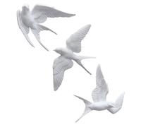 SUPVOX Décorations Murales Hirondelles en Résine Blanche 3pcs, Bricolages D'oiseaux Muraux Solide et Résistants la Saleté pour Salon et Jardin