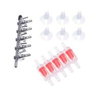 SUPVOX Distributeur d'air en Plastique et Acier Inoxydable, Kit 12 Pièces avec Levier de Contrôle de Débit Clips, 6 Ventouses et Clapets Anti-Retour pour Aquarium pour Pompe à Air