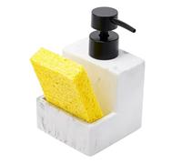 SUPVOX Distributeur de Savonnette Liquide avec Porte-éponge Intégré Effet Marbre Cuisine et Salle de Bain, Pompe à Dosage Précis, Résine Robuste pour Évier et Plan de Travail