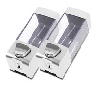 SUPVOX Distributeur de Savonnette Mural 350 Ml 2 Pièces en Plastique Argenté, Distributeur de Savonnette à Pression pour Salle de Bain, la Cuisine et Hôtel, Pot de Shampoing Pressé