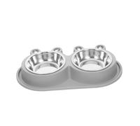 SUPVOX Double pour Chien et Chat avec Bol INOX et Base Antidérapante Mangeoire Débordement pour Petits et Moyens Animaux Bol Eau Nourriture pour Chiots et
