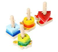 SUPVOX Éducatif Bois pour Garçon Fille Blocs Géométriques Colorés pour de Formes Développement Motricité Fine Ans Jeu Empilage Sécurisé et