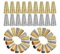 SUPVOX Embouts pour Pompons Métalliques 100 Pcs 50 Argenté Antique 50 Doré pour Fabrication de Bijoux Bracelets et Colliers DIY Accessoires pour Créations Artisanales