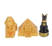 SUPVOX Ensemble 3 Pièces de Figurines Miniatures Égyptiennes en Résine Comprenant Pyramide, Sphinx et Déesse Chat Bastet, Décor Artistique pour Maison et Bureau, Ornement Micro-Paysage