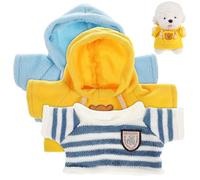 SUPVOX Ensemble 3 Pièces Vêtements pour Ours en Peluche 40 CM - Pull Rayé Bleu en Laine Extensible Sweat à Capuche Bleu Sweat à Capuche Jaune - Tenues Miniatures pour Peluches et