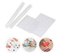 SUPVOX Ensemble 4 Outils de Modelage Argile Acrylique Transparent, Plaque Rectangulaire 10x15 Cm, Plaque Carrée 10x10 Cm, Rouleaux Pleins pour Pâte Polymère, Accessoires Essentiels