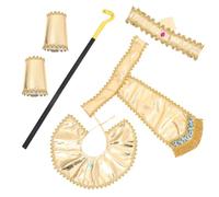 SUPVOX Ensemble Costume Égyptien Pharaon 1 Pièce Tête Ceinture Col Manchettes et Sceptre Doré Accessoire Cosplay Halloween Soirée à Thème Tissu et ABS Ajustable pour Adultes
