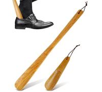 SUPVOX Ensemble de 2 Chausse-pieds en Bois - Manche Long de 40 Cm Et Manche Court de 16 Cm, Antidérapants, pour Personnes Âgées, Adultes Et Personnes à Mobilité Réduite.