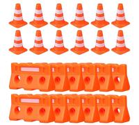 SUPVOX Ensemble de 24 Mini Cônes Et Panneaux de Signalisation en Plastique, Modèles de Barrières de Sécurité, Jeu Éducatif pour Enfants, Thème Sécurité Et Construction