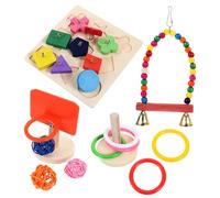 SUPVOX Ensemble de 4 Jouets Éducatifs pour Perroquets à Mâcher en Bois, Blocs Puzzle Colorés, Stimulation Mentale et Physique pour Oiseaux de Compagnie, Interaction et Couleur Aléatoire