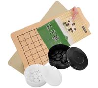 SUPVOX Ensemble de Go en Bois Massif pour Garçon et Filles et Adultes Plateau de Jeu en Cuir Pliable 1 Jeu de Go Pions Noirs et Blancs Imitation Jade Éducatif Résistant à L’Usure pour