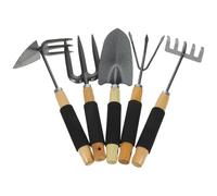 SUPVOX Ensemble D'outils de Jardinage 5 Pièces à Main pour Plantation et Désherbage Comprenant Pelle Large, Râteau à 5 Dents, Fourche 3 Dents, Binette Double-Face et Houe Ergonomique,