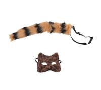 SUPVOX Ensemble Masque de Renard Demi-Visage en Fourrure avec Queue Décorative Costume de Renard pour Femme Accessoires Cosplay Carnaval Halloween Tenue Fête Extérieure