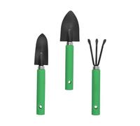 SUPVOX Ensemble Mini Outils De Jardinage à Main pour Culture De Plantes D’intérieur Pelle Et Râteau en Acier Inoxydable Vert Noir Kit 3 Pièces pour Jardinage Bonsaï Et Succulentes