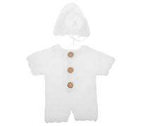 SUPVOX Ensemble pour -né Blanc en Mohair Crocheté la Main, Bonnet Tricot Doux pour Séance Photo Bébé Fille et Garçon, Vêtements Mignons pour Photographie Naissance