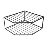 SUPVOX Étagère d'angle en Métal Noir à Double Couche pour Casseroles et Poêles, Organisateur Stable sous Évier ou Cellier, Support Pratique Cuisine Moderne
