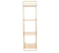 SUPVOX Étagère Murale Nordique sans Perçage à Plusieurs Niveaux en Fer Doré et Bois, Support de Rangement Pratique pour Salon, Chambre, Bureau - Présentoir Mural Déco Multifonction, 1