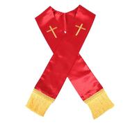 SUPVOX Étole Réversible Brodée de Croix, Satin Rouge à Pampilles | Style D’église Traditionnel, pour Services et Célébrations, Accessoire Religieux, Usage Homme Femme