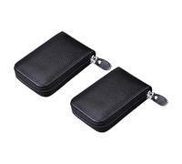 SUPVOX Étui à Cartes en Cuir de Vache Noir, 2 Pièces, Multi-Emplacements, Sensation Agréable, Anti-Vol, pour Hommes et Femmes, Usage Quotidien