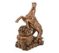 SUPVOX Figurine de Cheval Chinoise en Résine Grand Format 18 Cm, Statue Zodiacale Ancienne Couleur Cuivre pour Décoration Intérieure, Ornement Feng Shui pour Bureau, Étagère et Présent