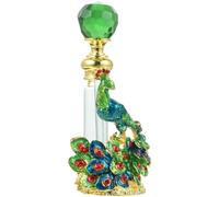 SUPVOX Flacon de Parfum Décorative Vintage en Verre Émaillé Vert 4 ML Flacon D'huile Essentielle Rechargeable pour Aromathérapie et Voyages D'aromathérapie Moyen-Oriental Style Paon