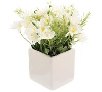 SUPVOX Fleurs Artificielles Marguerites Blanches Mini Bonsaï en Pot Céramique, Décoration Intérieure et Bureau, Centre de Table Mariage, Ornement sans Entretien, Set de 1 Pièce