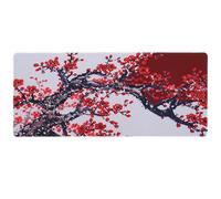 SUPVOX Grand Tapis de Souris Décor Fleurs de Cerisier Noir et Blanc, Grosse Taille 300x800x3mm, Base en Caoutchouc Antidérapante, Bordure Cousue, Tapis de Bureau pour Clavier et Souris,