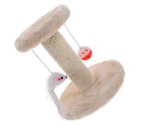 SUPVOX Griffoir Chat Double avec Poteaux Sisal et Balles Suspendues Tour Escalade pour Chat Intérieur Poste à Mignon pour Protéger Meubles Beige