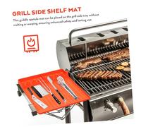 SUPVOX Grill Side Organizer Silicone Mat for Barbecue Utensils Heat Resistant Food Grade Grill Pad with Multiple Slots Easy to Clean and Store Orange