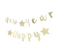 SUPVOX Guirlande Bannière Année 2021 pour Décoration de Fête Nouvel An, Bannière Suspendue Motifs « Happy New Year » et Étoiles, Accessoire Créatif pour Intérieur et Extérieur, Articles