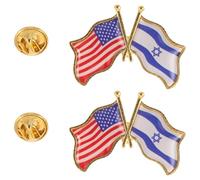 SUPVOX Insignes d'Amitié États- -Israël en Alliage Métal Lot de 2 Épinglettes Doubles Drapeaux pour Cravates, Vestes, Paquet Accessoires Souvenirs Polyvalents