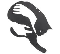 SUPVOX Iron Art Hug Cat Silhouette Wall Sculpture Minimalist Metal Cat Shaped Hanging Decoration for Indoor Outdoor Home and Garden