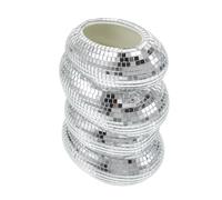 SUPVOX Jardinière Miroir Disco en Plastique Argenté, Vase en Spirale Réfléchissant Incassable, Décoration Moderne Élégante pour Table de Fête ou Salle à Manger
