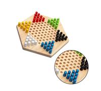 SUPVOX Jeu De Dames Chinoises Bois Jeu De Stratégie Familial Éducatif pour Garçon Fille Et Adultes Jouet De Logique Bois Naturel