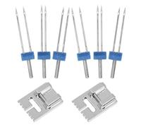 SUPVOX Jeux de 2 Aiguilles Doubles pour Machine à Coudre avec Pince à Plis Creux Accessoires Professionnels pour Couture Fournitures Solide et Légères Kit Polyvalent pour Travaux de