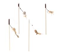 SUPVOX Jouets Interactifs Plusieurs Styles Lot de 4 pour Chat en Bois et Coton avec Pendentif en Peluche et Clochette pour Jeu la Maison avec Chaton ou Chat