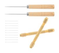 SUPVOX Kit D’Implantation de Cheveux pour Poupée, Aiguilles Crochet 0,6 Mm Interchangeables, Manches Imitation Bois et Alliage Métallique, Outil de Feutrage DIY pour Création Perruques
