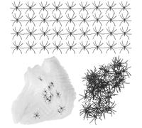 SUPVOX Kit Décoration Halloween Toile D'araignée Phosphorescente 300g avec 60 Fausses Araignées, Toile Extensible et Flexible pour Décoration Intérieure et Extérieure, Accessoires