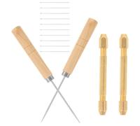 SUPVOX Kit D'outils de Greffe de Cheveux de Poupée Aiguilles Interchangeables 0,6 Mm, Manche en Métal Cuivre et Poignées Imitation Bois, 2 Alênes en Bois et 2 Manches en Alliage,