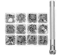SUPVOX Kit D'outils de Poinçonnage pour Cuir 12 Tampons Constellation en Acier Poignée, Équipement Artisanal pour Marquage Cuir Diy, Outils Professionnels pour Travail Maroquinerie
