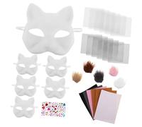 SUPVOX Kit Masque Chat Diy avec Feutrine et Masque Blanc à Peindre Activité Halloween Cosplay et Fête Costumée