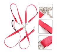 SUPVOX Laisse Réglable Triple Tête Nylon pour Entraînement Chien Confortable et Lavable pour Promenade de Plusieurs Animaux Rouge