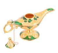 SUPVOX Lampe à Huile Décorative Vintage Verte, Lampe Magique en Métal Gravures Rétro, Éclairage D’Ambiance pour Décoration Intérieure et Bureau, Accessoire Authentique pour Salon